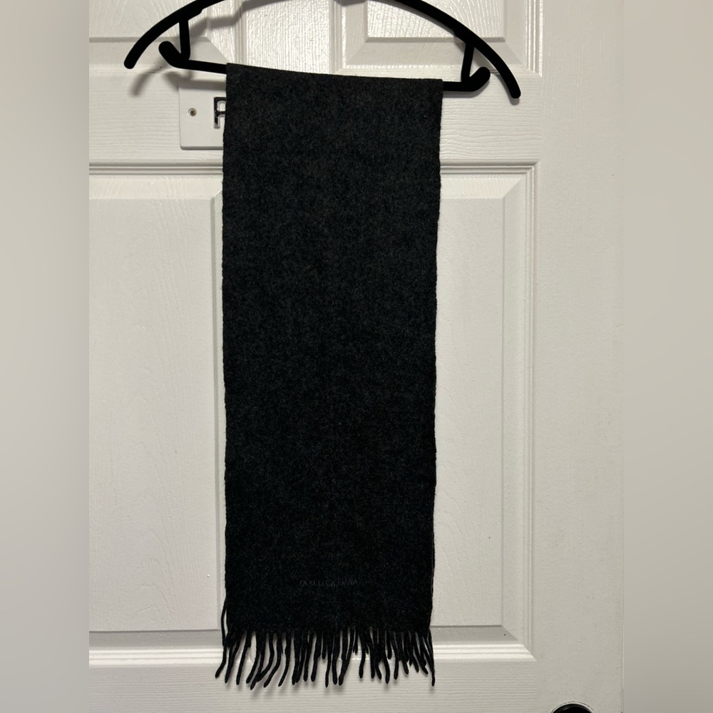 Dolce & Gabbana Gray Charcoal Fringed Scarf